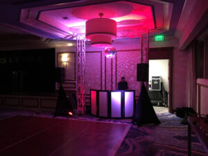 pink-uplighting-with-disco-ball-and-PA-system